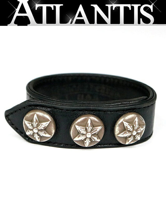 CHROME HEARTS 6P Star 3 Button 2 Snap Bracelet Black/Silver
