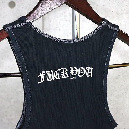 CHROME HEARTS Vintage NYC "FUCK YOU" Cross Top Black Size S