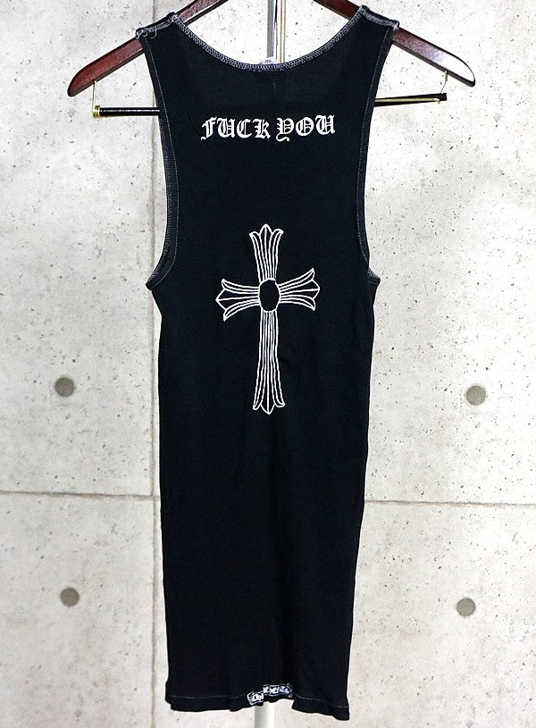 CHROME HEARTS Old "FUCK YOU" Large Cross Top Black Size L