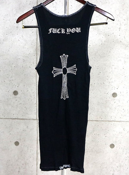 CHROME HEARTS Old "FUCK YOU" Large Cross Top Black Size L