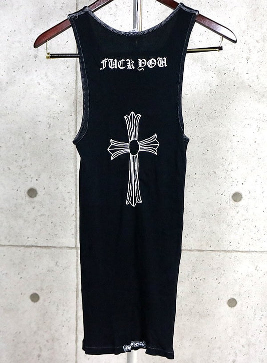 CHROME HEARTS Old "FUCK YOU" Large Cross Top Black Size L