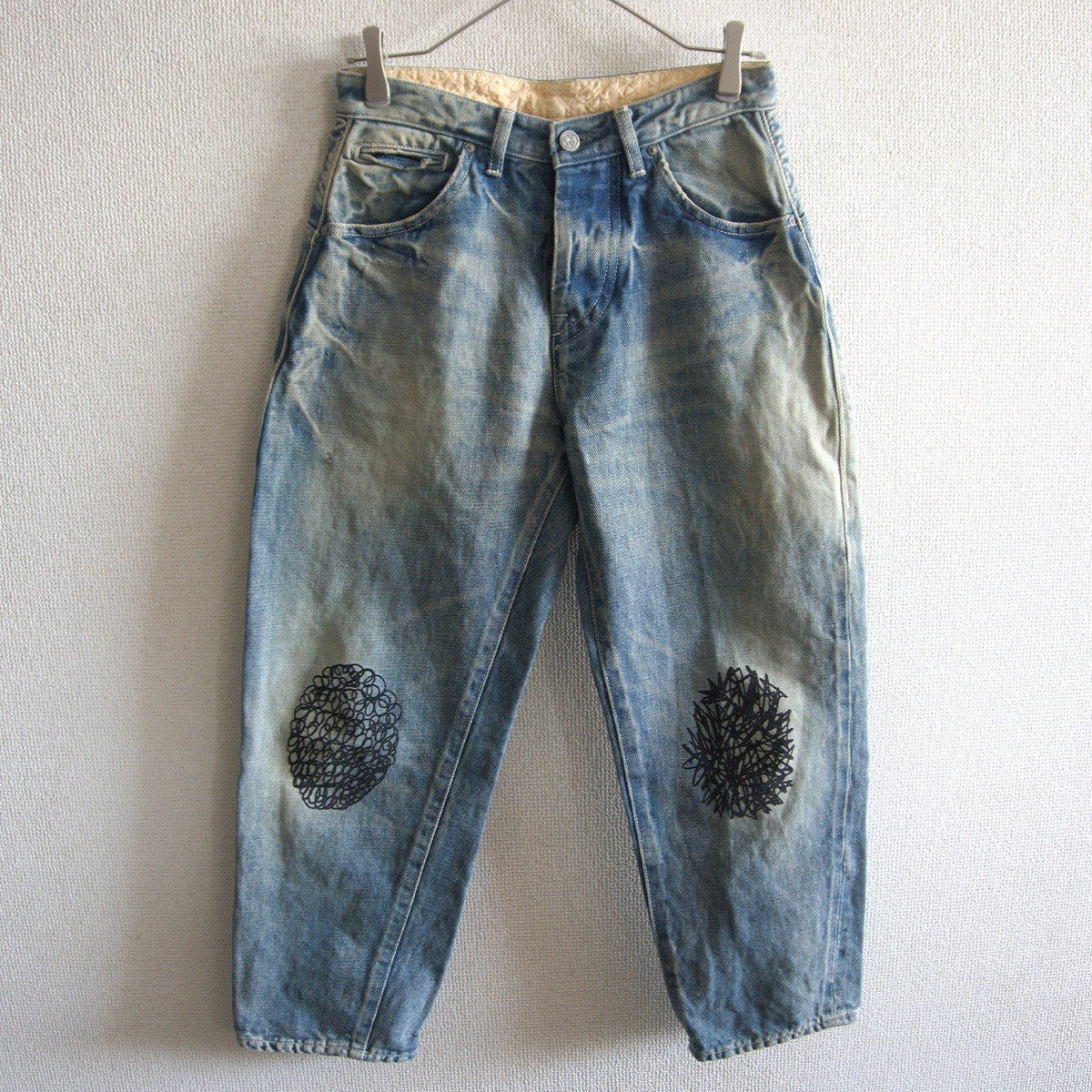 mina perhonen always Flock Print Roll-Up Denim Pants Size 34