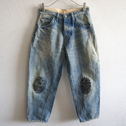 mina perhonen always Flock Print Roll-Up Denim Pants Size 34