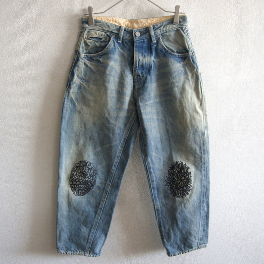 mina perhonen always Flock Print Roll-Up Denim Pants Size 34