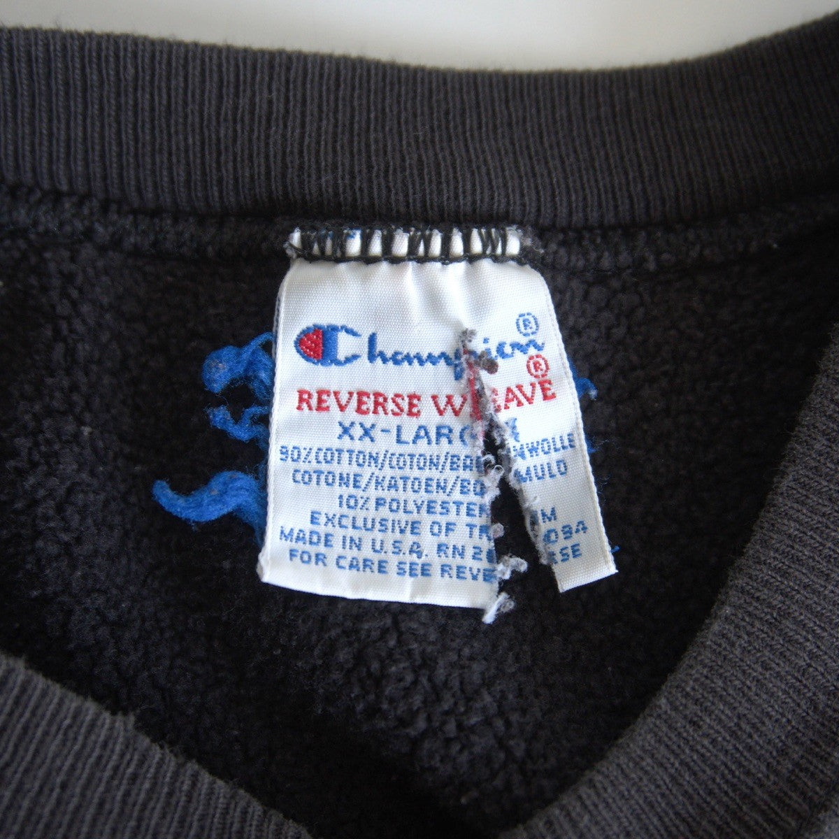 CHAMPION 90s Reverse Weave Sweatshirt Black Made in Size XXL