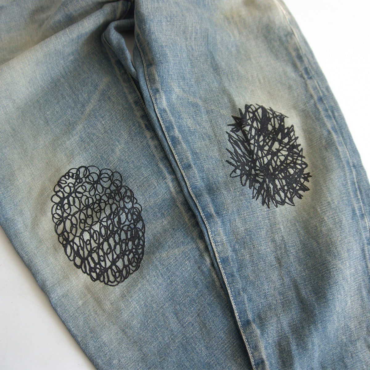 mina perhonen always Flock Print Roll-Up Denim Pants Size 34