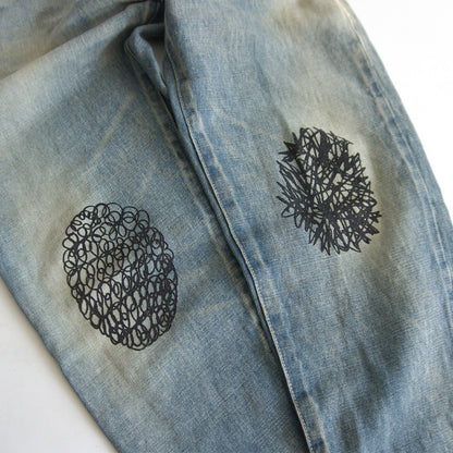 mina perhonen always Flock Print Roll-Up Denim Pants Size 34