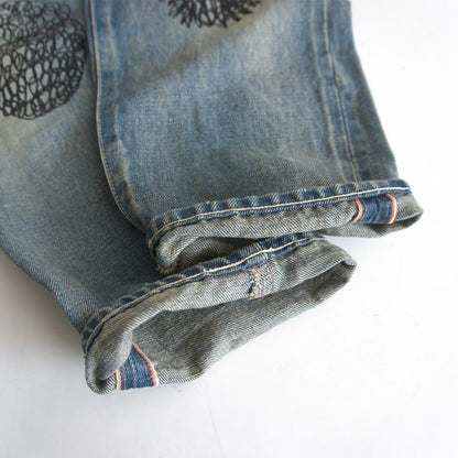 mina perhonen always Flock Print Roll-Up Denim Pants Size 34