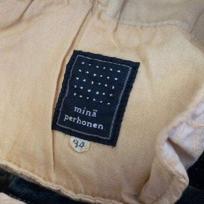 mina perhonen always Flock Print Roll-Up Denim Pants Size 34