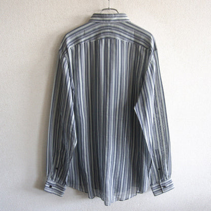 HERMES Sellier Button Stripe Cotton Silk Shirt Size XS