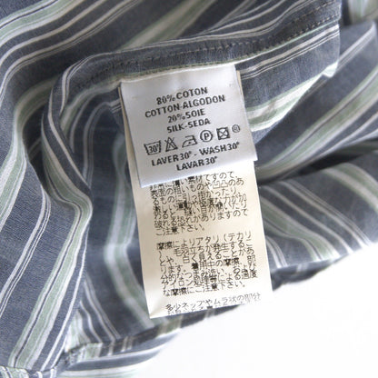 HERMES Sellier Button Stripe Cotton Silk Shirt Size XS