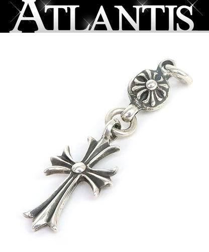 CHROME HEARTS Old Silver 1 Ball Tiny CH Cross Pendant SV925