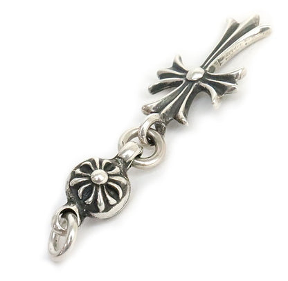 CHROME HEARTS Old Silver 1 Ball Tiny CH Cross Pendant SV925