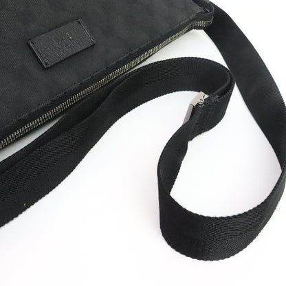 GUCCI GG Canvas Leather Shoulder Bag Black