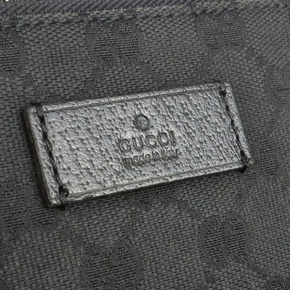 GUCCI GG Canvas Leather Shoulder Bag Black