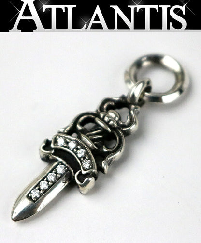 CHROME HEARTS Old #5 Dagger Pave Diamond Pendant 925 Silver