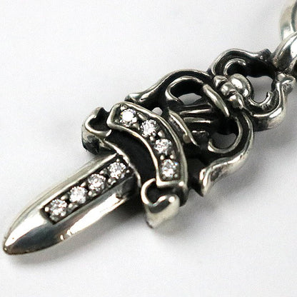 CHROME HEARTS Old #5 Dagger Pave Diamond Pendant 925 Silver