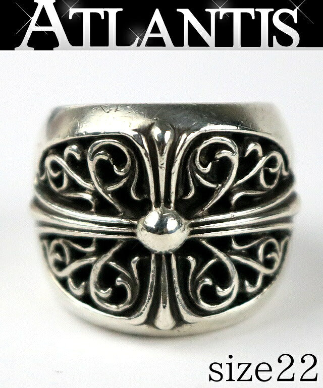 CHROME HEARTS SV925 Classic Oval Cross Ring Size JP 22