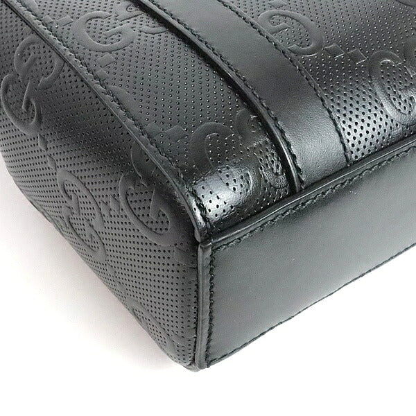 GUCCI GG Embossed Mini Tote Shoulder Bag Leather Black