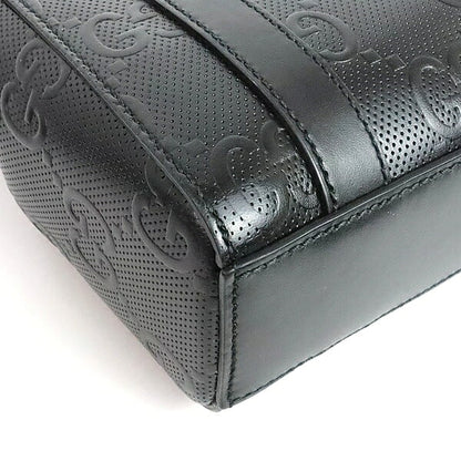 GUCCI GG Embossed Mini Tote Shoulder Bag Leather Black