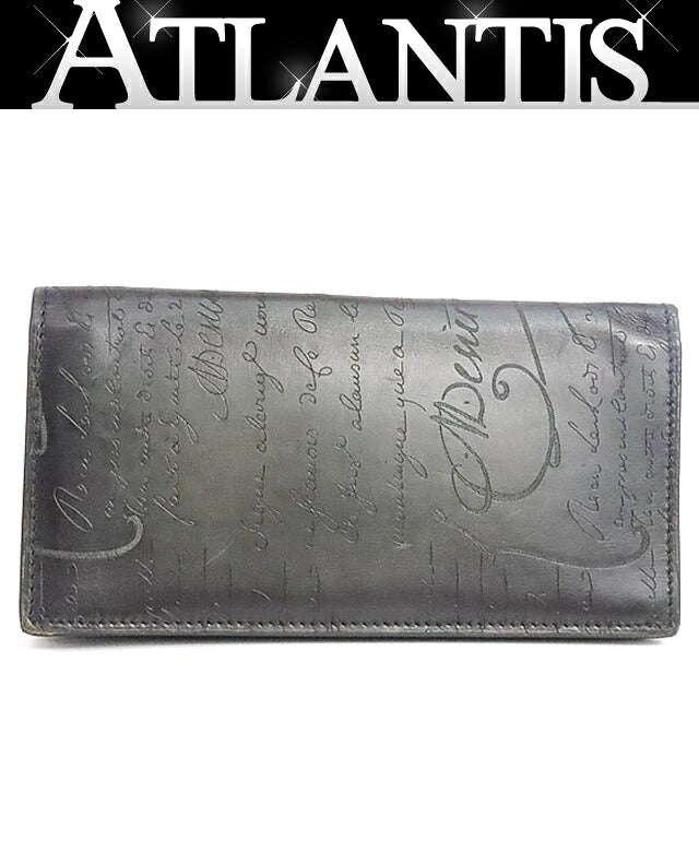 Berluti Santal Scritto Calligraphy Zip Wallet Black