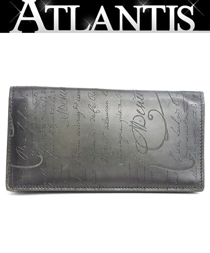 Berluti Santal Scritto Calligraphy Zip Wallet Black