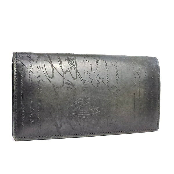 Berluti Santal Scritto Calligraphy Zip Wallet Black