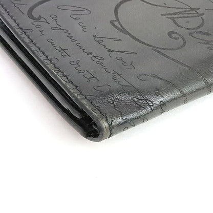 Berluti Santal Scritto Calligraphy Zip Wallet Black
