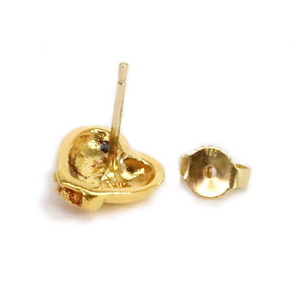 CHROME HEARTS 22K Heart Stud Earrings Gold
