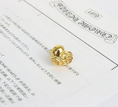 CHROME HEARTS 22K Gold Heart Stud Earrings