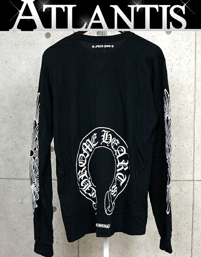 CHROME HEARTS Sleeve Floral Cross Horseshoe Tee Black Size L