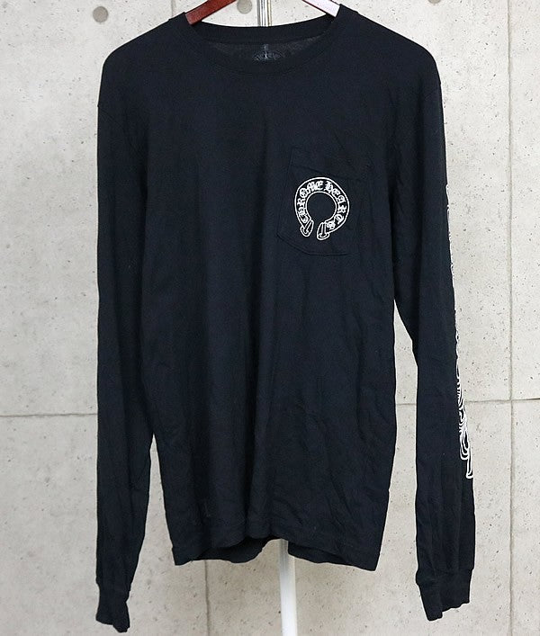 CHROME HEARTS Sleeve Floral Cross Horseshoe Tee Black Size L
