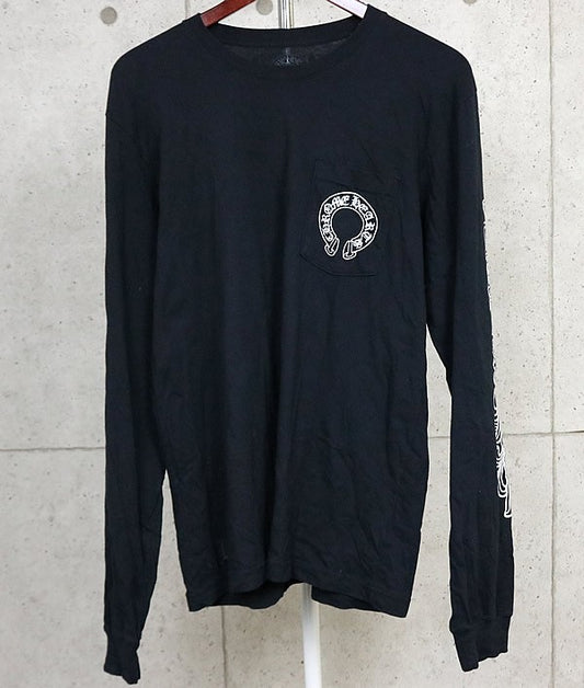 CHROME HEARTS Sleeve Floral Cross Horseshoe Tee Black Size L