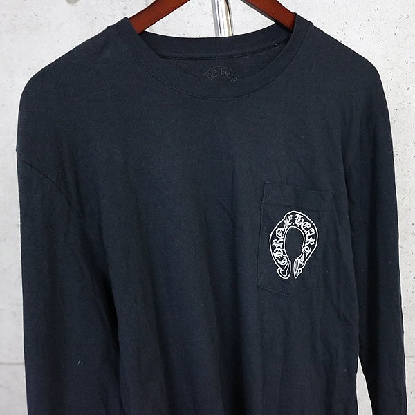 CHROME HEARTS Sleeve Floral Cross Horseshoe Tee Black Size L