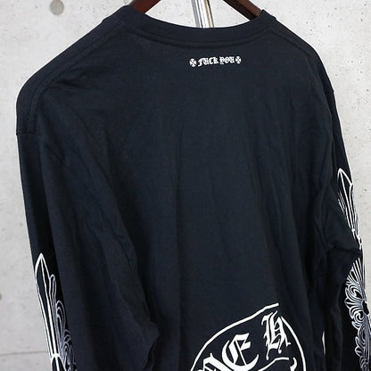 CHROME HEARTS Sleeve Floral Cross Horseshoe Tee Black Size L