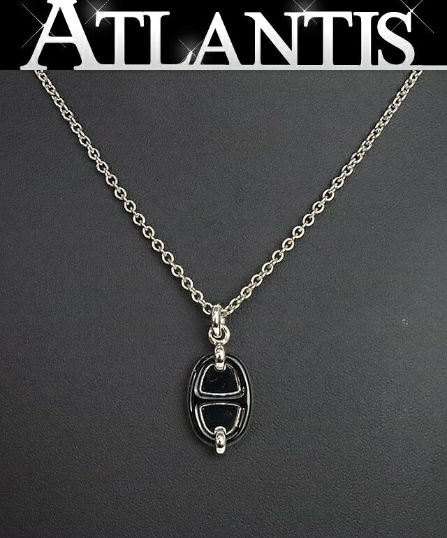 HERMES Mini Maillon PM Black Silver Necklace