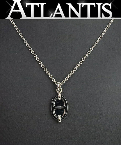 HERMES Mini Maillon PM Black Silver Necklace