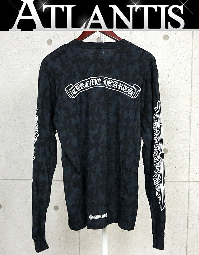 CHROME HEARTS Black CH Cross Floral Sleeve Shirt Size L