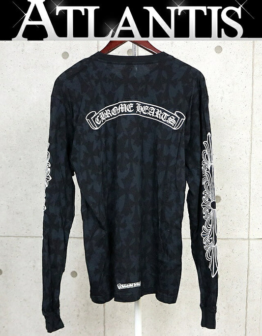 CHROME HEARTS Black CH Cross Floral Sleeve Shirt Size L