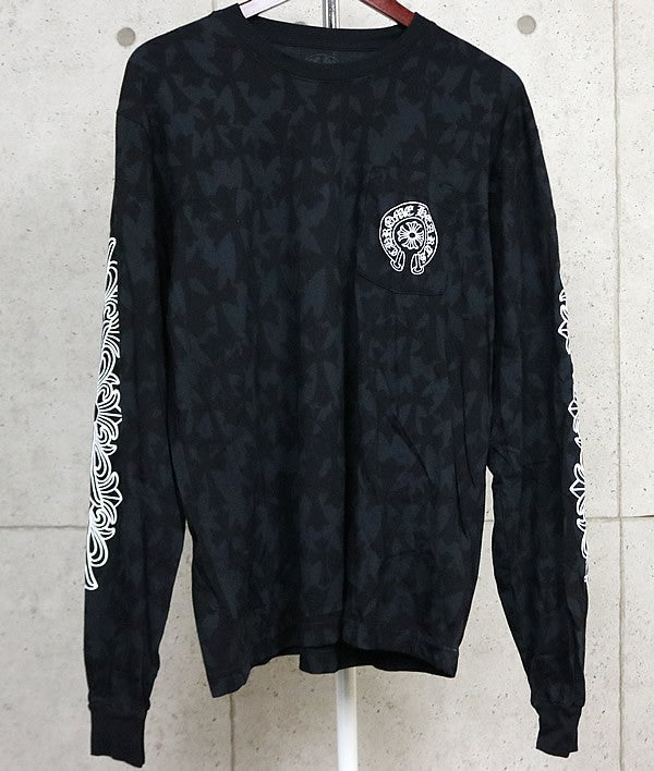 CHROME HEARTS Black CH Cross Floral Sleeve Shirt Size L