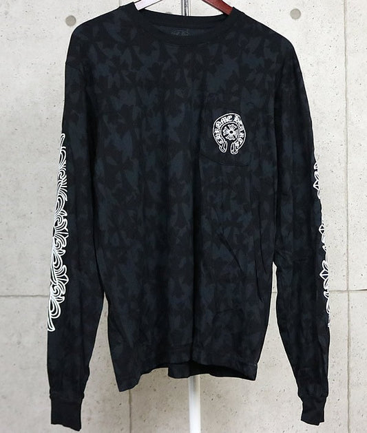 CHROME HEARTS Black CH Cross Floral Sleeve Shirt Size L