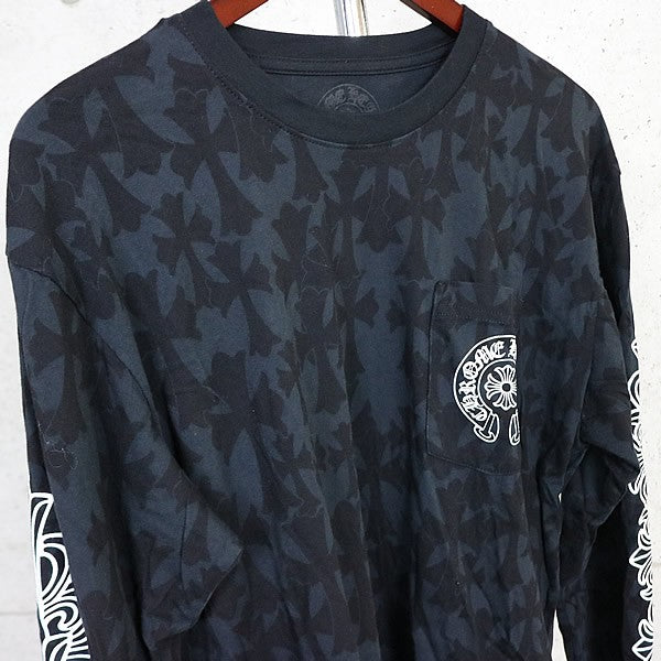 CHROME HEARTS Black CH Cross Floral Sleeve Shirt Size L