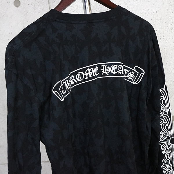 CHROME HEARTS Black CH Cross Floral Sleeve Shirt Size L