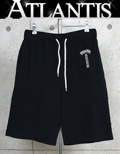 CHROME HEARTS T-Bar Horseshoe Print Shorts Black Sweatshirt Size M