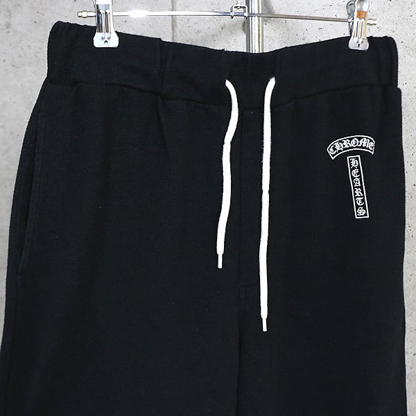 CHROME HEARTS T-Bar Horseshoe Print Shorts Black Sweatshirt Size M