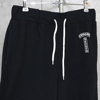 CHROME HEARTS T-Bar Horseshoe Print Shorts Black Sweatshirt Size M