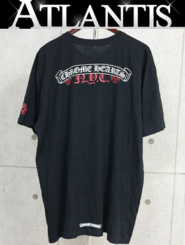 CHROME HEARTS NYC Scroll Label Logo T-Shirt Black Size XXL