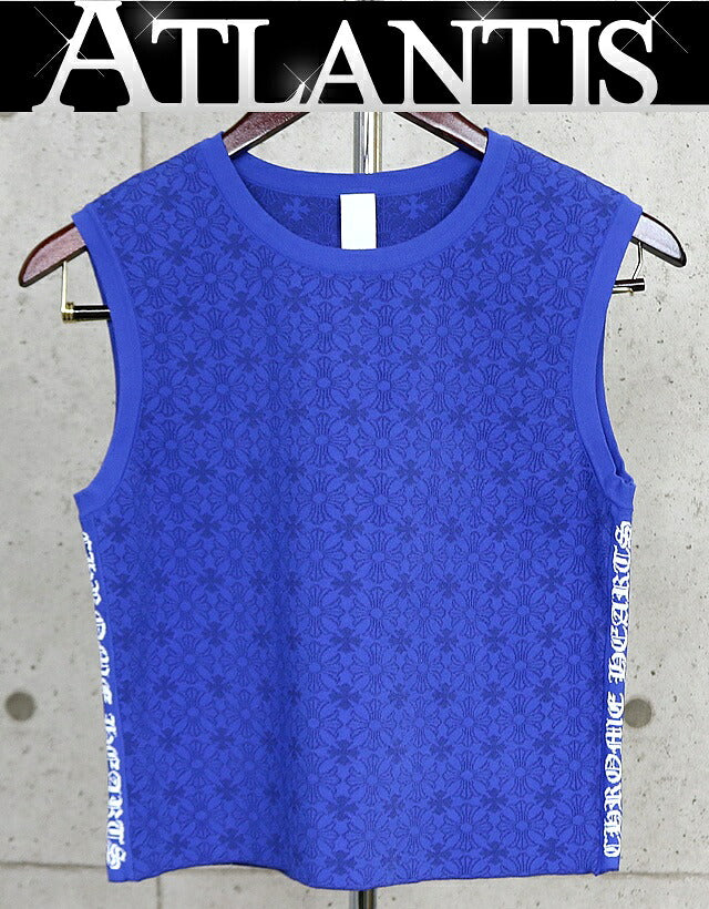 CHROME HEARTS CH Plus Sleeveless Knit Sweater Blue Size L