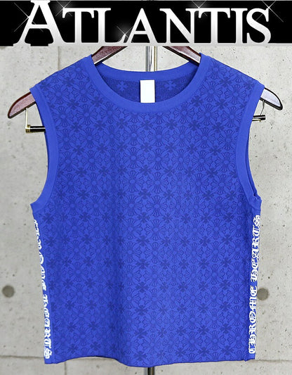 CHROME HEARTS CH Plus Sleeveless Knit Sweater Blue Size L
