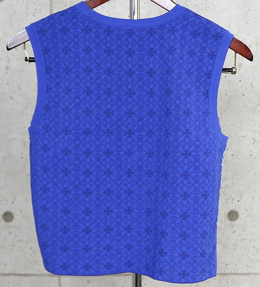 CHROME HEARTS CH Plus Sleeveless Knit Sweater Blue Size L